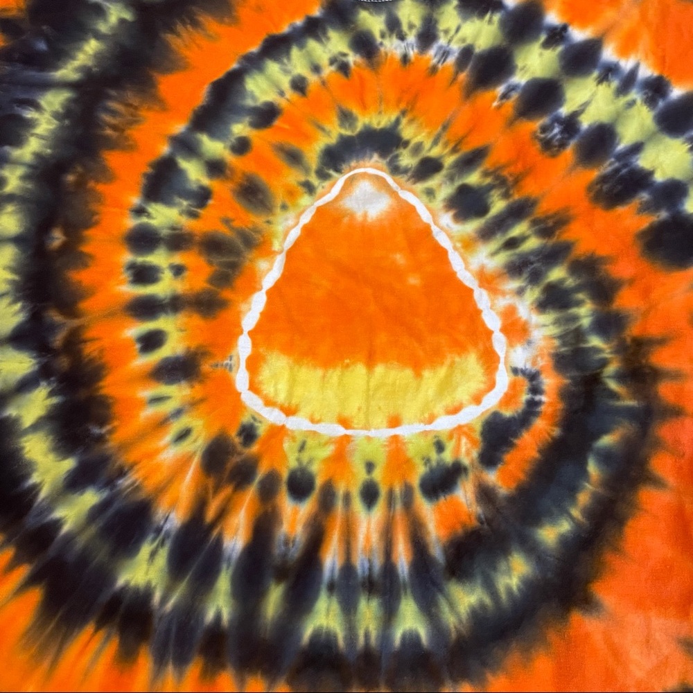 Tie dye Halloween candy corn spiral tshirt unisex 3XL - Picture 2 of 5